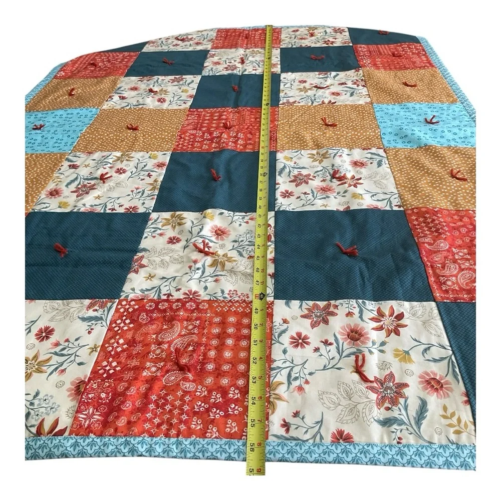 Handmade Quilted Fall Patchwork Baby Quilt Size 56X40-in Folk Art unique